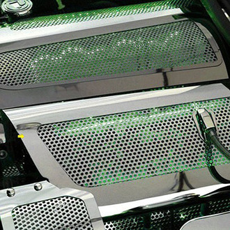 ACC® - Replacement Style Perforated Green Illuminated Polished Fuel Rail Covers