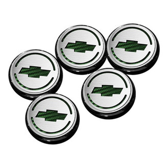 ACC® - Chrome Cap Cover Set with Green Carbon Fiber Chevy Bowtie Logo