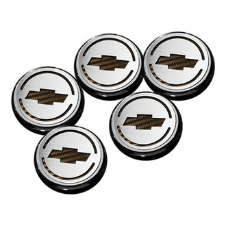 ACC® - Chrome Cap Cover Set with Orange Carbon Fiber Chevy Bowtie Logo