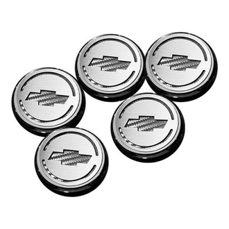 ACC® - Chrome Cap Cover Set with White Carbon Fiber Chevy Bowtie Logo
