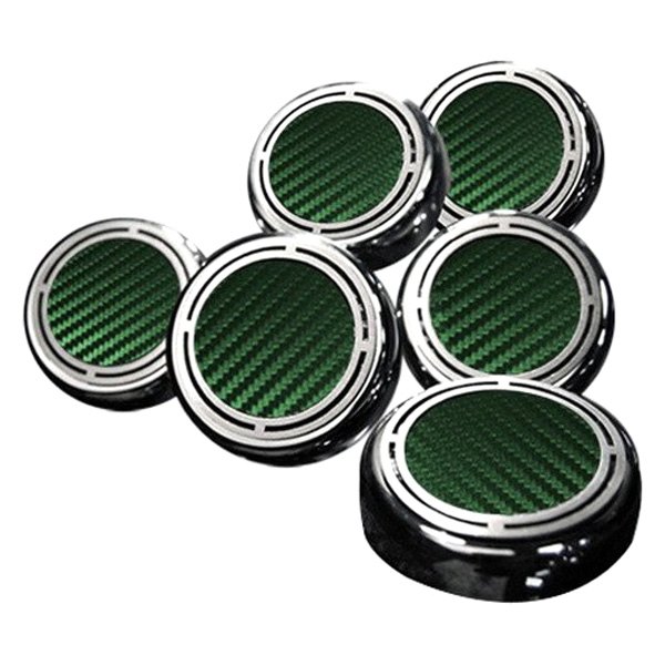 American Car Craft® - Slotted Style Chrome Green Carbon Fiber Cap Cover Set