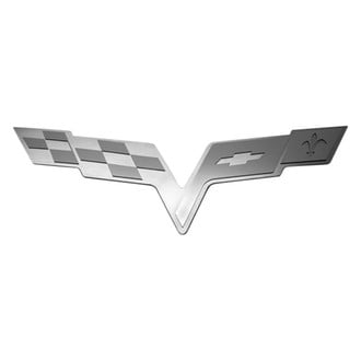 ACC® - Brushed/Polished Crossed Flags Hood Panel Badge