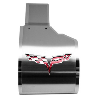 ACC® - Deluxe Brushed Alternator Cover with Red Carbon Fiber Crossed Flags Logo