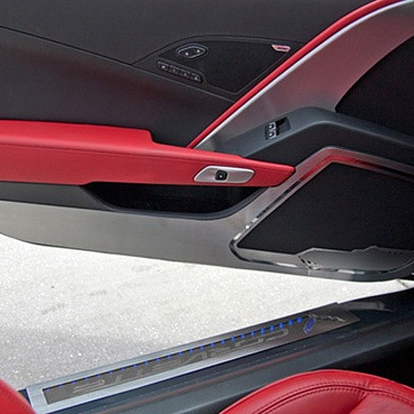 American Car Craft® - GM Licensed Brushed Door Guards With Corvette Logo