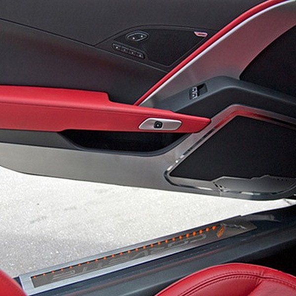 American Car Craft® - GM Licensed Brushed Door Guards With Stingray Logo