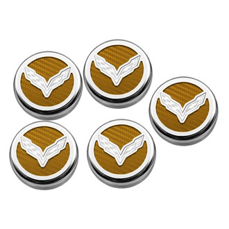 ACC® - Chrome Orange Carbon Fiber Cap Cover Set with Crossed Flags Logo