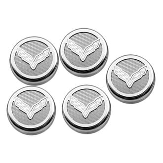 ACC® - Chrome White Carbon Fiber Cap Cover Set with Crossed Flags Logo