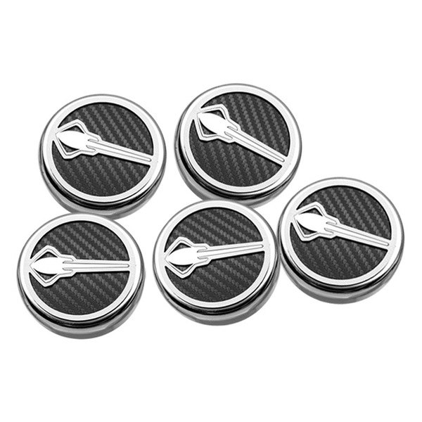 American Car Craft® - Chrome Black Carbon Fiber Cap Cover Set with Stingray Logo