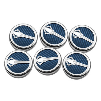 ACC® - Chrome Blue Carbon Fiber Cap Cover Set with Stingray Logo