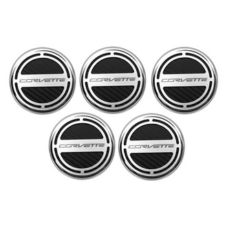 ACC® - Chrome Black Carbon Fiber Cap Cover Set with Corvette Logo