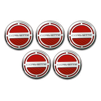 ACC® - Chrome Red Carbon Fiber Cap Cover Set with Corvette Logo