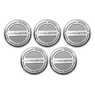 ACC® - Chrome White Carbon Fiber Cap Cover Set with Corvette Logo