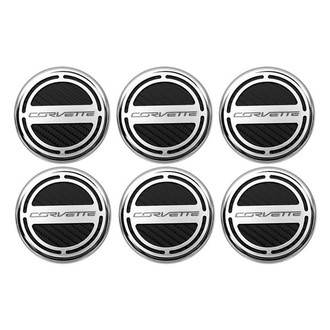ACC® - Chrome Black Carbon Fiber Cap Cover Set with Corvette Logo