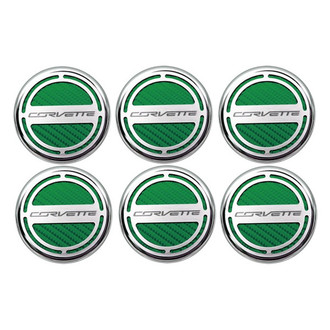ACC® - Chrome Green Carbon Fiber Cap Cover Set with Corvette Logo