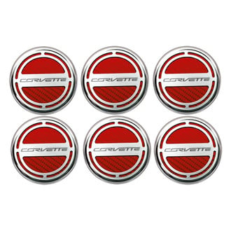 ACC® - Chrome Red Carbon Fiber Cap Cover Set with Corvette Logo