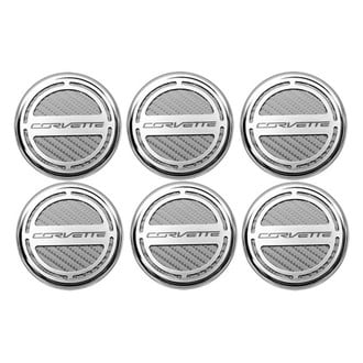 ACC® - Chrome White Carbon Fiber Cap Cover Set with Corvette Logo