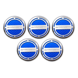 ACC® - GM Licensed Series Chrome Blue Carbon Fiber Cap Cover Set with Stingray Logo