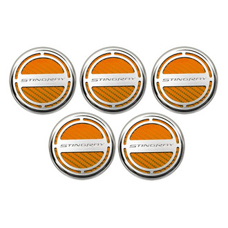 ACC® - GM Licensed Series Chrome Orange Carbon Fiber Cap Cover Set with Stingray Logo