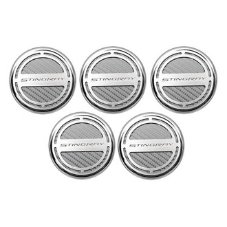 ACC® - GM Licensed Series Chrome White Carbon Fiber Cap Cover Set with Stingray Logo