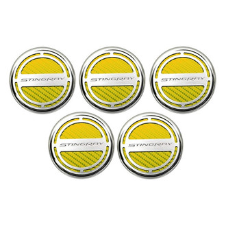 ACC® - GM Licensed Series Chrome Yellow Carbon Fiber Cap Cover Set with Stingray Logo