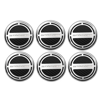 ACC® - GM Licensed Series Chrome Black Carbon Fiber Cap Cover Set with Stingray Logo