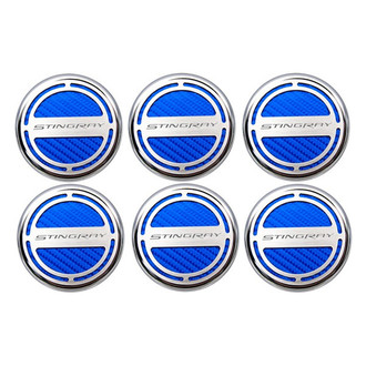 ACC® - GM Licensed Series Chrome Blue Carbon Fiber Cap Cover Set with Stingray Logo