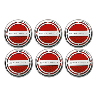 ACC® - GM Licensed Series Chrome Red Carbon Fiber Cap Cover Set with Stingray Logo