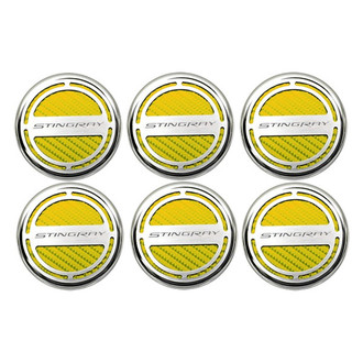 ACC® - GM Licensed Series Chrome Yellow Carbon Fiber Cap Cover Set with Stingray Logo
