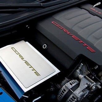 ACC® - Polished Fuse Box Cover with Green Carbon Fiber Corvette Logo