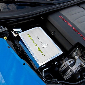 ACC® - Polished Fuse Box Cover with Green Carbon Fiber Stingray Logo