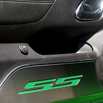 ACC® - GM Licensed Brushed Door Panel Kick Plates with Synergy Green SS Logo