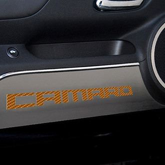 ACC® - GM Licensed Brushed Door Panel Kick Plates with Camaro Logo