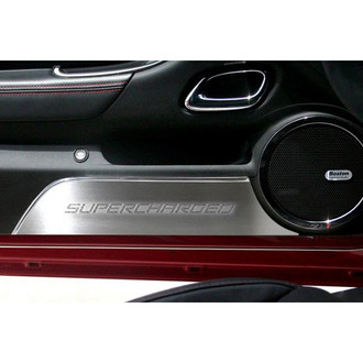 ACC® - GM Licensed Brushed Door Panel Kick Plates with White Supercharged Logo