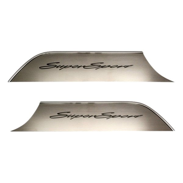 American Car Craft® - GM Licensed Brushed Door Panel Kick Plates with Super Sport Logo