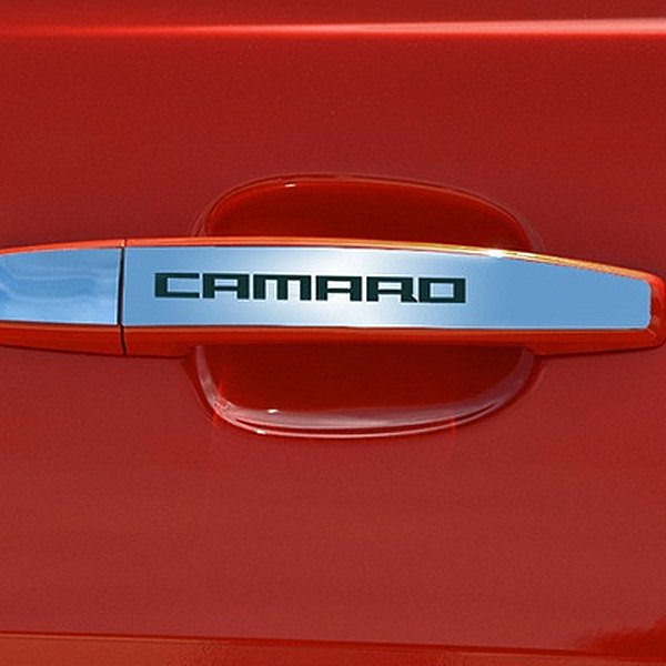American Car Craft® - GM Licensed Polished Exterior Door Handle Plates with Camaro Logo