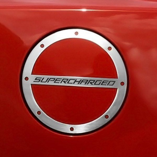 American Car Craft® - GM Licensed Brushed Gas Cap Cover with Supercharged Logo