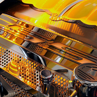 ACC® - Perforated Yellow Illuminated Polished Fuel Rail Covers with SS Logo