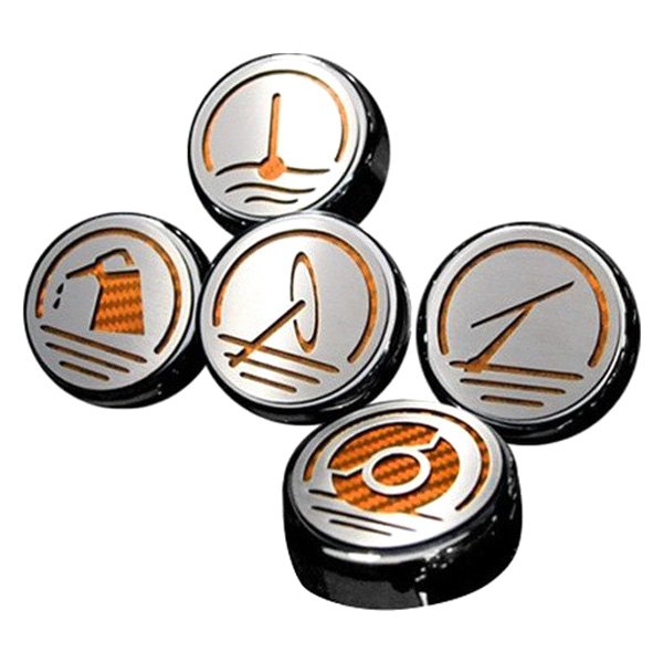 American Car Craft® - Chrome Orange Carbon Fiber Cap Cover Set