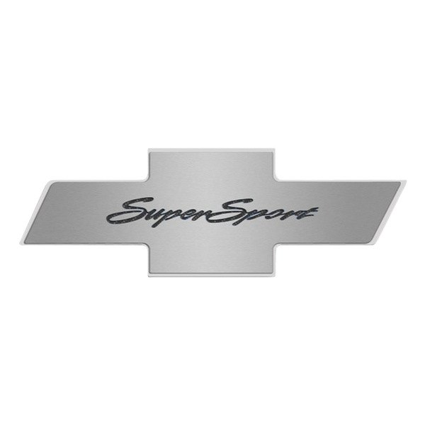 American Car Craft® - Brushed Hood Panel Badge with Black Super Sport Logo