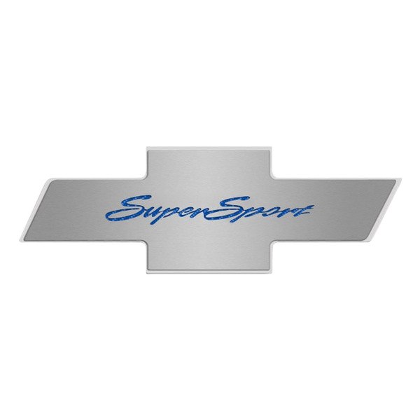 American Car Craft® - Brushed Hood Panel Badge with Blue Super Sport Logo