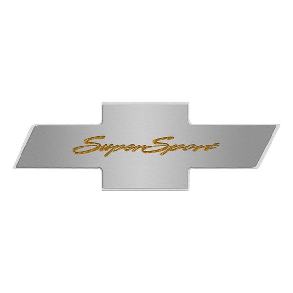 American Car Craft® - Brushed Hood Panel Badge with Orange Super Sport Logo