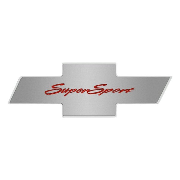 American Car Craft® - Brushed Hood Panel Badge with Red Super Sport Logo