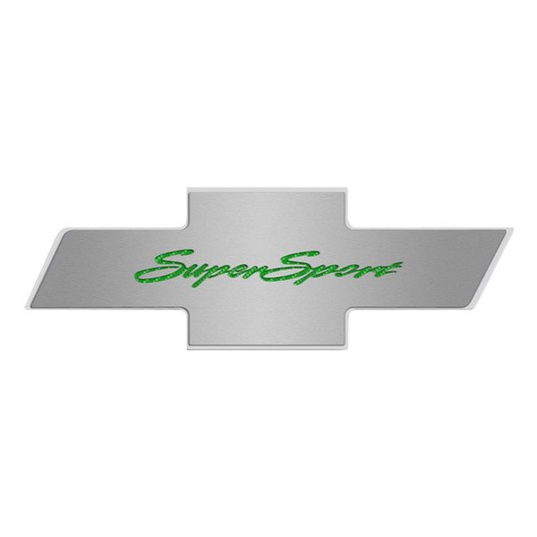 American Car Craft® - Brushed Hood Panel Badge with Synergy Green Super Sport Logo
