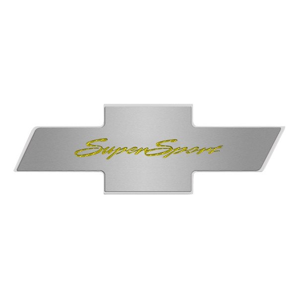 American Car Craft® - Brushed Hood Panel Badge with Yellow Super Sport Logo