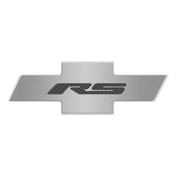 American Car Craft® - Brushed Hood Panel Badge with Black RS Logo