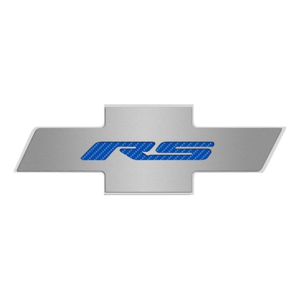 American Car Craft® - Brushed Hood Panel Badge with Blue RS Logo