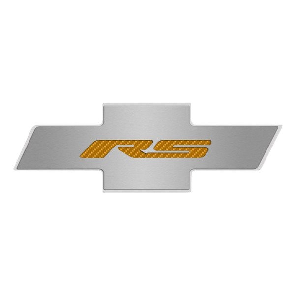 American Car Craft® - Brushed Hood Panel Badge with Orange RS Logo