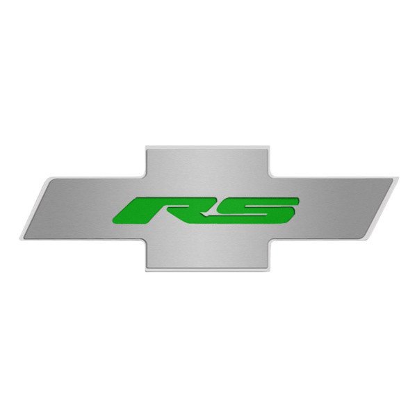American Car Craft® - Brushed Hood Panel Badge with Synergy Green RS Logo