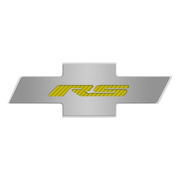 American Car Craft® - Brushed Hood Panel Badge with Yellow RS Logo
