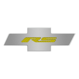ACC® - Brushed Hood Panel Badge with Yellow Carbon Fiber RS Logo